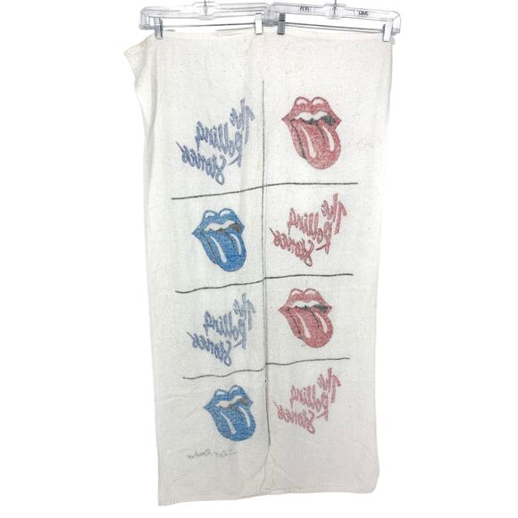 Vintage The Rolling Stones Beach Towel Red Blue Graphic Print *AS IS FLAWS - Picture 5 of 8